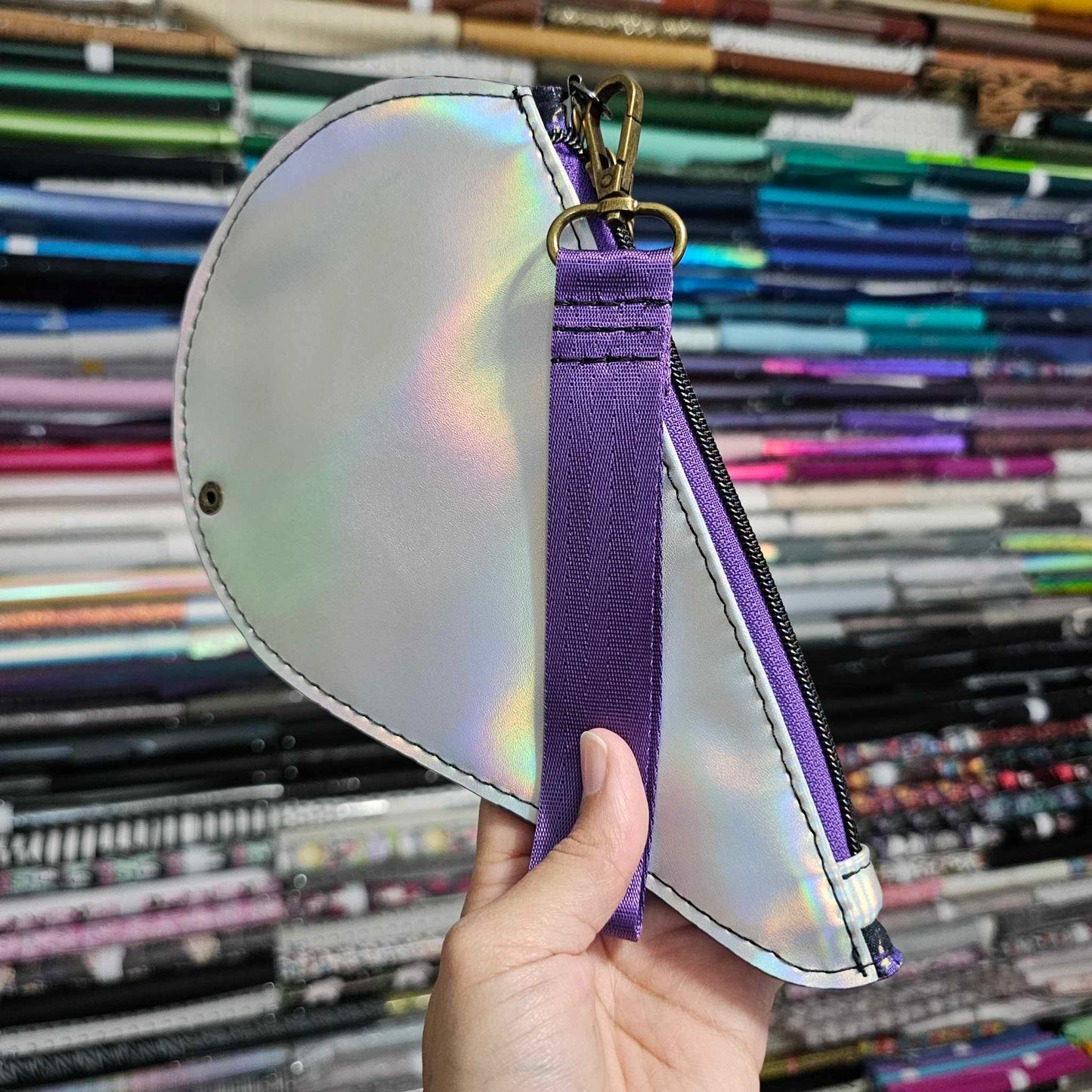 Holo Silver Cute Heart Pouch/Wristlet (READY TO SHIP)