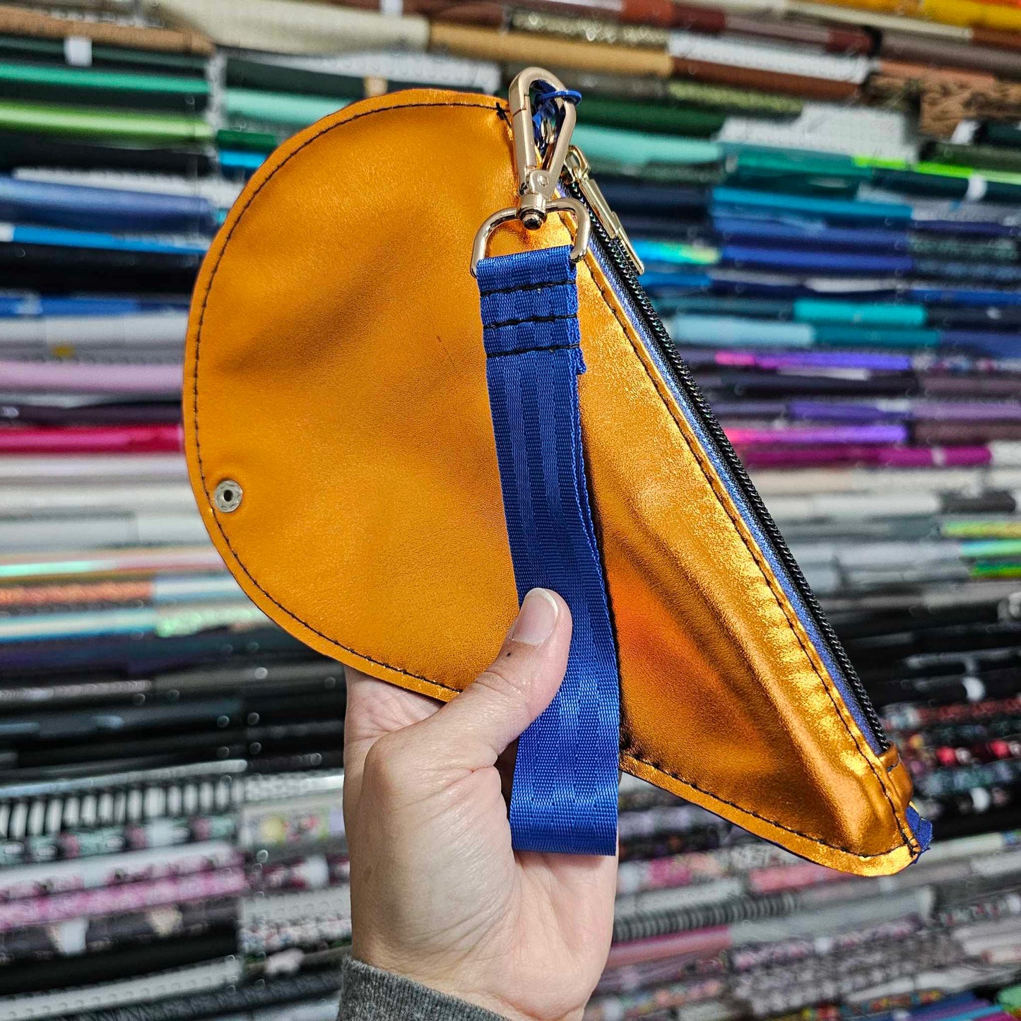 Shiny Orange Cute Heart Pouch/Wristlet (READY TO SHIP)