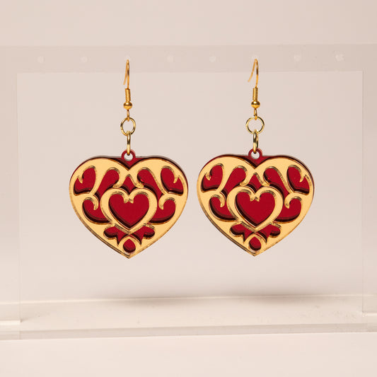 "Heart Container" Dangle Earrings (Made to Order)