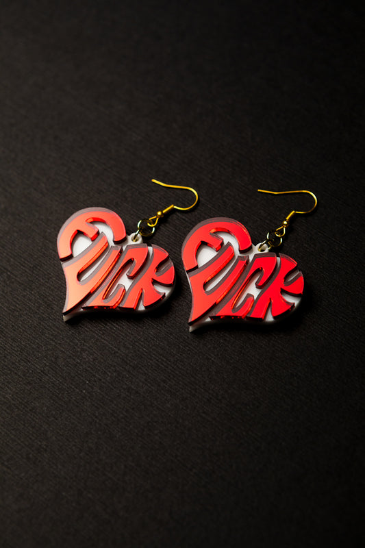"Fuck" Heart earrings (Made to Order)