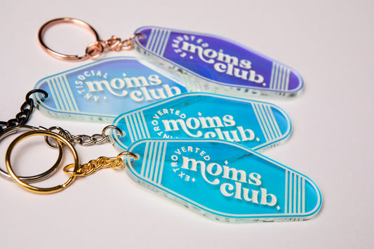 Iridescent Moms Club Keychain
