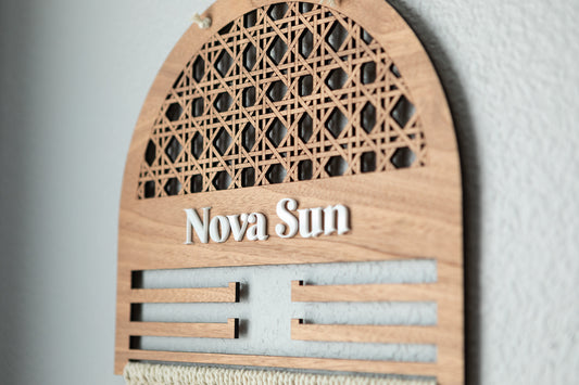Personalized Rattan Style Bow Holder (Made to Order)